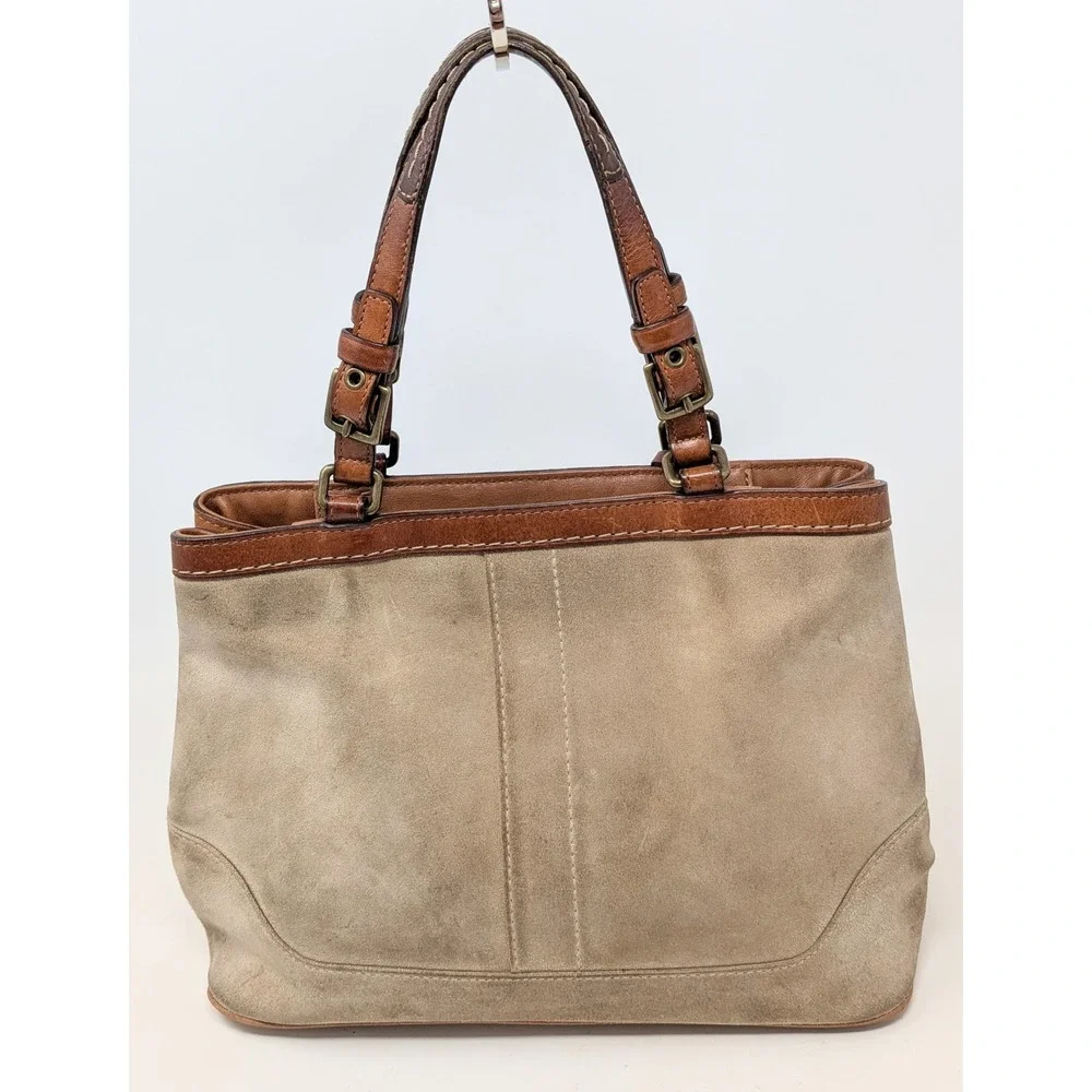 Vintage Coach 7476 Hampton Suede Tassel Satchel Bag Purse Camel Tan -*READ*